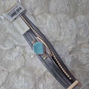 Saachi Turqoise Leather Wrap Bracelet, Boho Chic